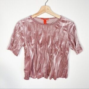 Chealsea&Velvet pleated velvet cropped top blouse